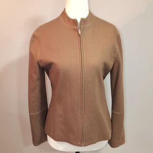 Sandra Angelozzie Women's Camel,Woolen Zippered Suit Jacket/Blazer,Size 36.